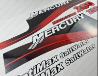 Mercury 250HP Optimax Saltwater Outboard Decal Kit RED
